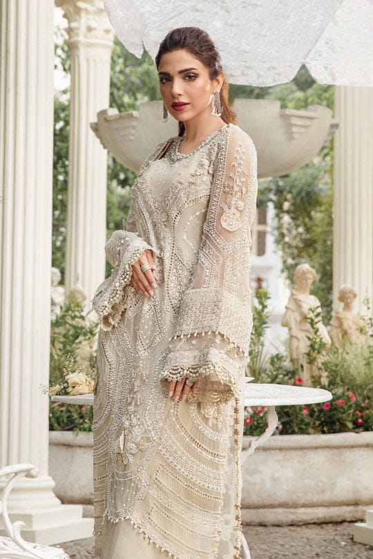 3 piece Unstitched Embroidered Chiffon Suit | MPC-24-104-Ivery