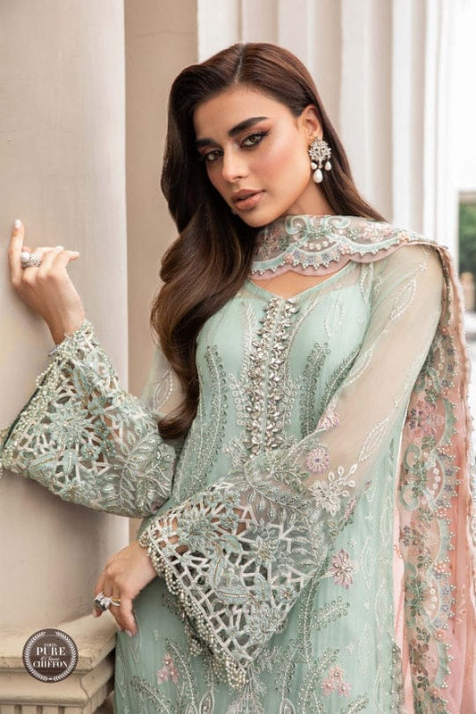 Maria B 3 piece Unstitched Chiffon | MPC-23-104 Mint Green