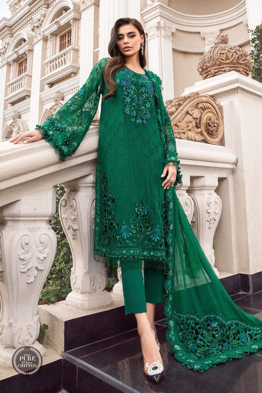 Maria B 3 Piece Unstitched Chiffon | MPC-23-108 Emerald Green