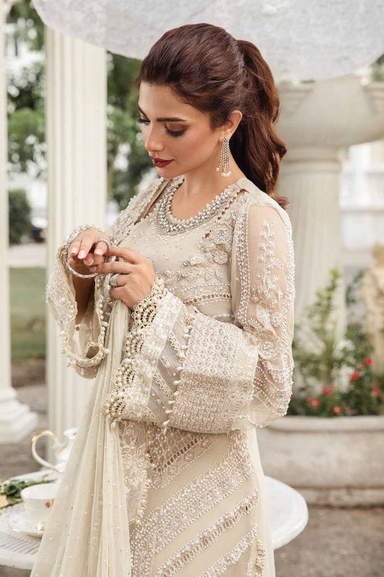 3 piece Unstitched Embroidered Chiffon Suit | MPC-24-104-Ivery
