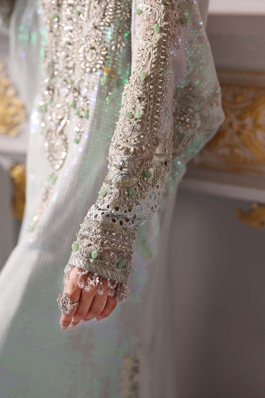 Maria B 3 Piece Unstitched Embroidered Chiffon Suit | BD-3005-Ice Blue